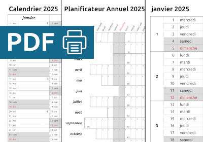 calendrier imprimable PDF